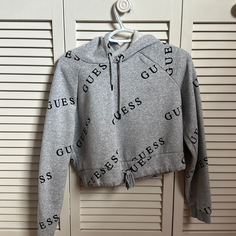 grey guess crop hoodie